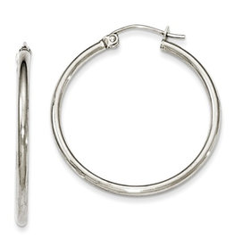 2mm Wide Hoop Earrings 30mm