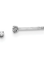 Sterling Silver Round Cubic Zirconia Stud Earrings 2mm