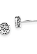 Sterling Silver 7mm Round Pave Cubic Zirconia Stud Earrings
