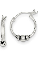 Sterling Silver 3-Bead Hoop Earrings 18mm