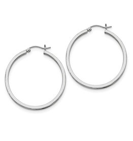 2mm Square Tube Hoop Earrings 36mm