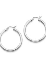 Sterling Silver 3mm Wide Hoop Earrings 34mm