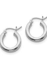 Sterling Silver 3mm Wide Hoop Earrings 15mm