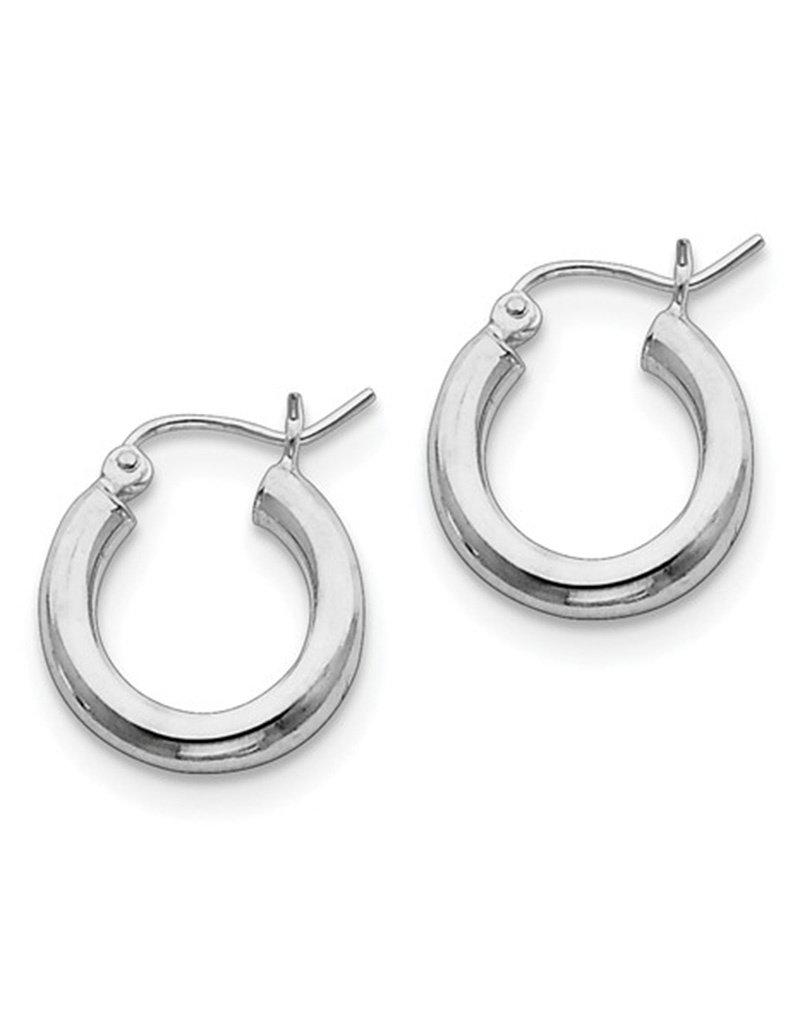 Sterling Silver 3mm Wide Hoop Earrings 15mm