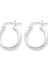 Sterling Silver 2mm Wide Hoop Earrings 15mm