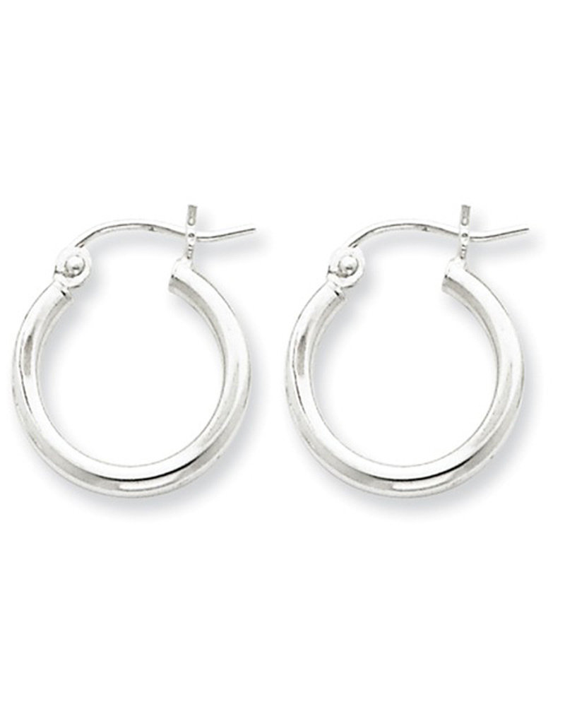 Sterling Silver 2mm Wide Hoop Earrings 15mm