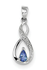 Sterling Silver Infinity with Teardrop Tanzanite and Diamond Necklace 18" (Includes Chain)
