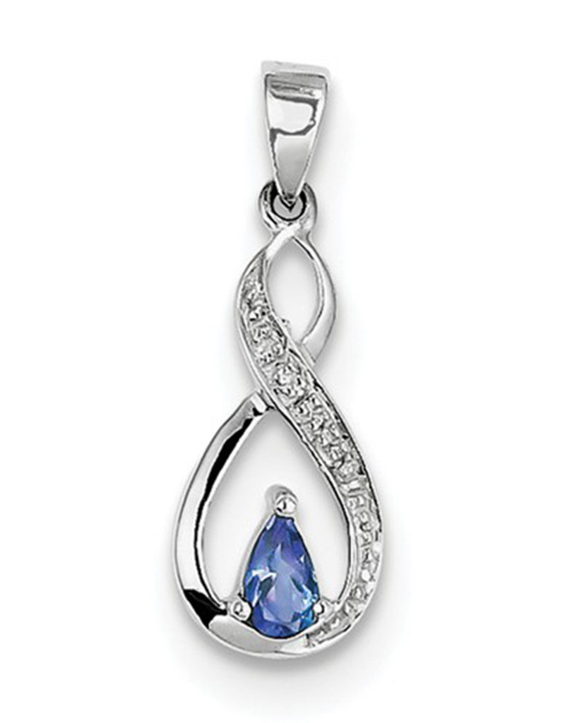 Sterling Silver Infinity with Teardrop Tanzanite and Diamond Necklace 18" (Includes Chain)