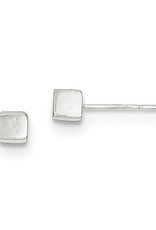 Sterling Silver Cube Stud Earrings 4mm