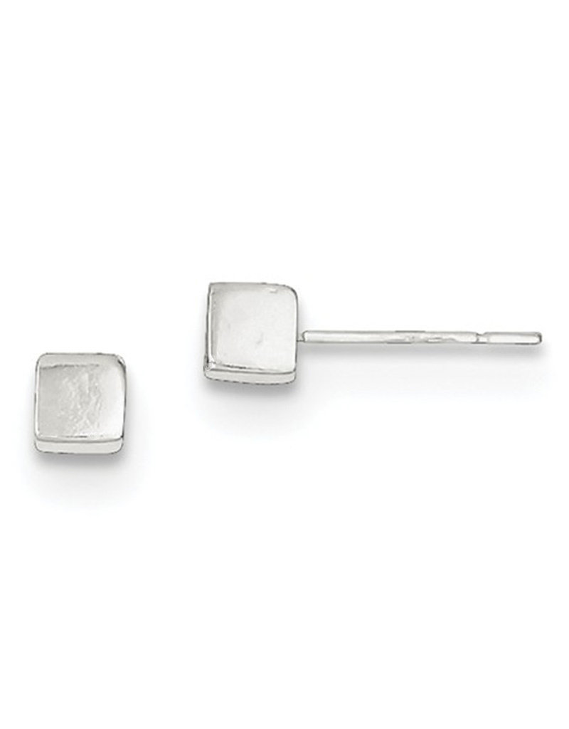 Sterling Silver Cube Stud Earrings 4mm