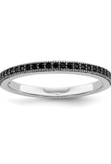 Sterling Silver Black Cubic Zirconia Thin Band Ring