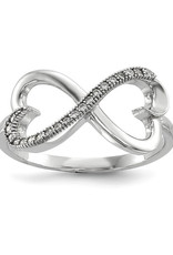 Sterling Silver Heart Infinity Cubic Zirconia Ring