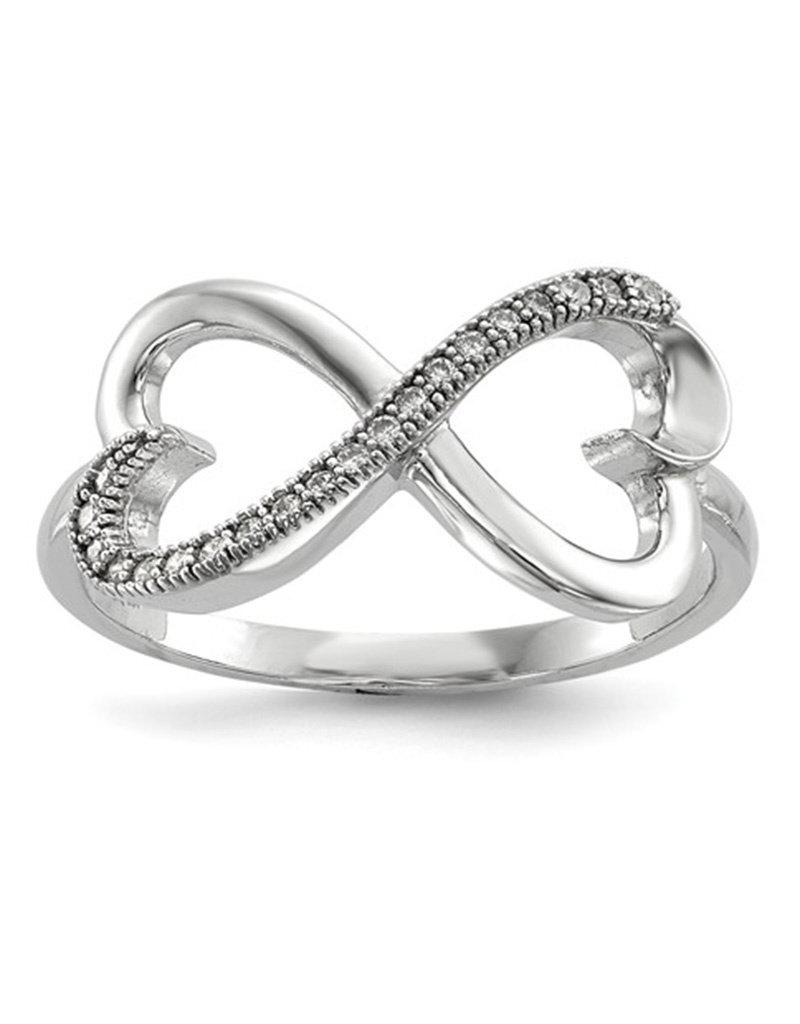 Sterling Silver Heart Infinity Cubic Zirconia Ring