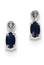 Sterling Silver Sapphire and Diamond Stud Earrings 9mm