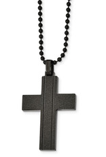 Men's Black Laser Cut Stainless Steel Cross Necklace 22"