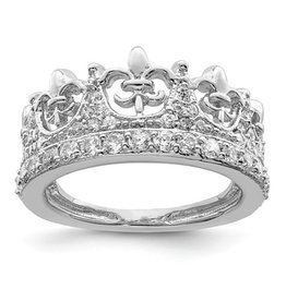 Fleur-de-lis Crown CZ Ring