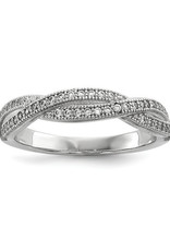 Sterling Silver Braided Pave CZ Ring
