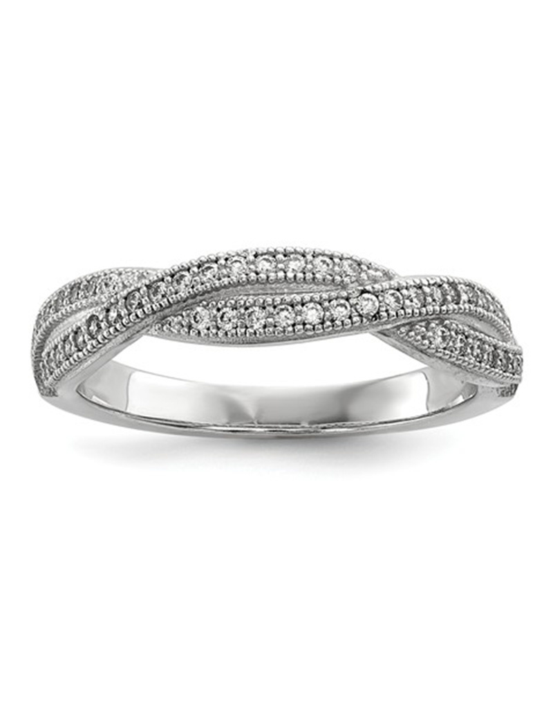 Braided Pave CZ Ring