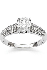 Sterling Silver  Pave with Round Cubic Zirconia Ring