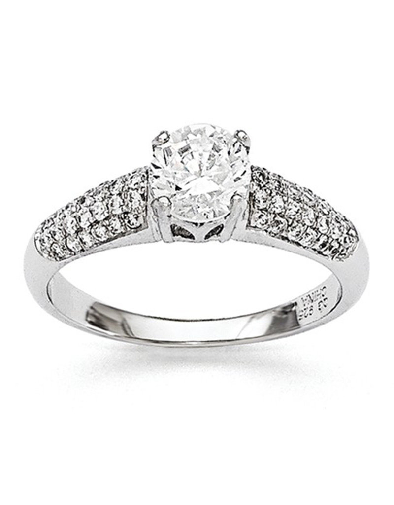 Sterling Silver  Pave with Round Cubic Zirconia Ring