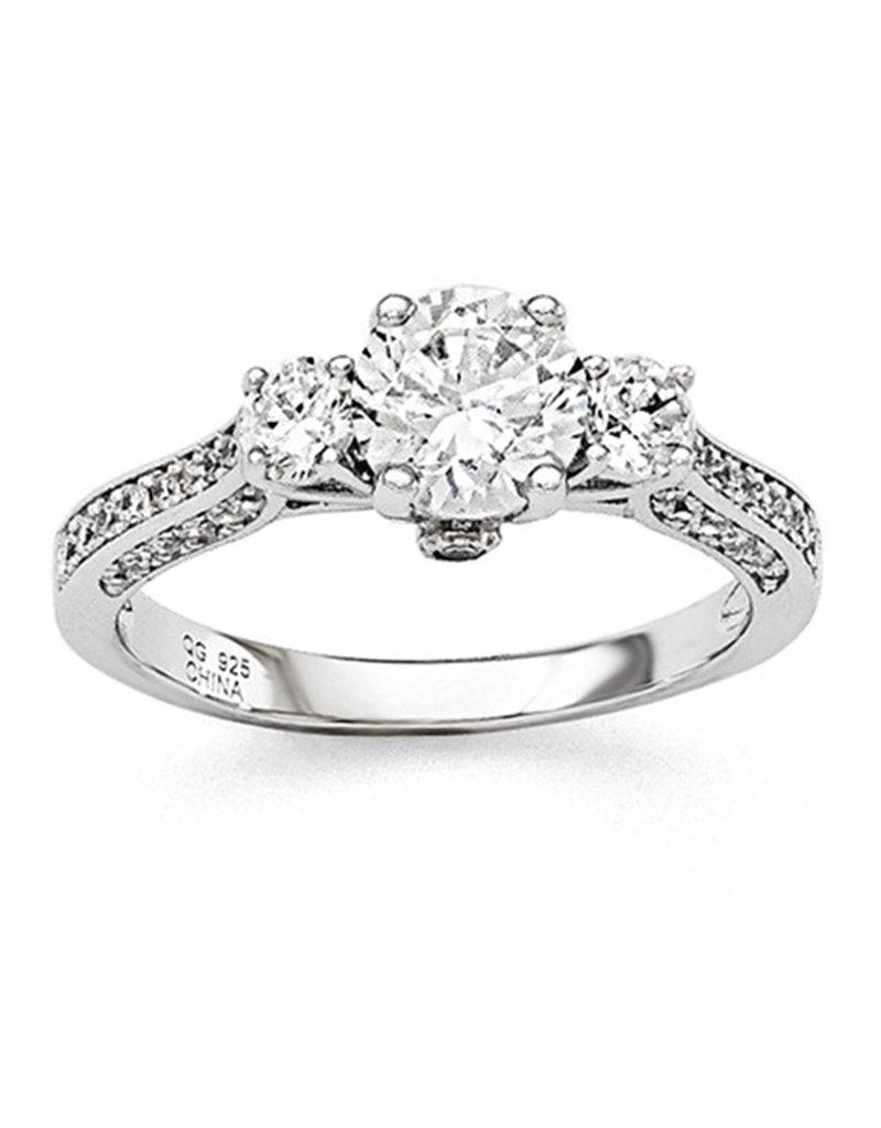 Sterling Silver Triple Round Cubic Zirconia Ring