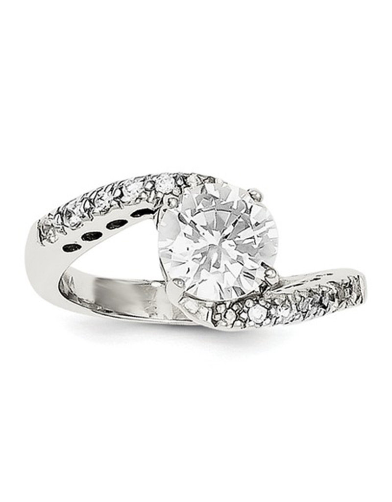Sterling Silver Round Cubic Zirconia Ring
