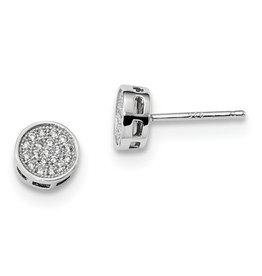 Round Pave CZ Stud Earrings 7mm