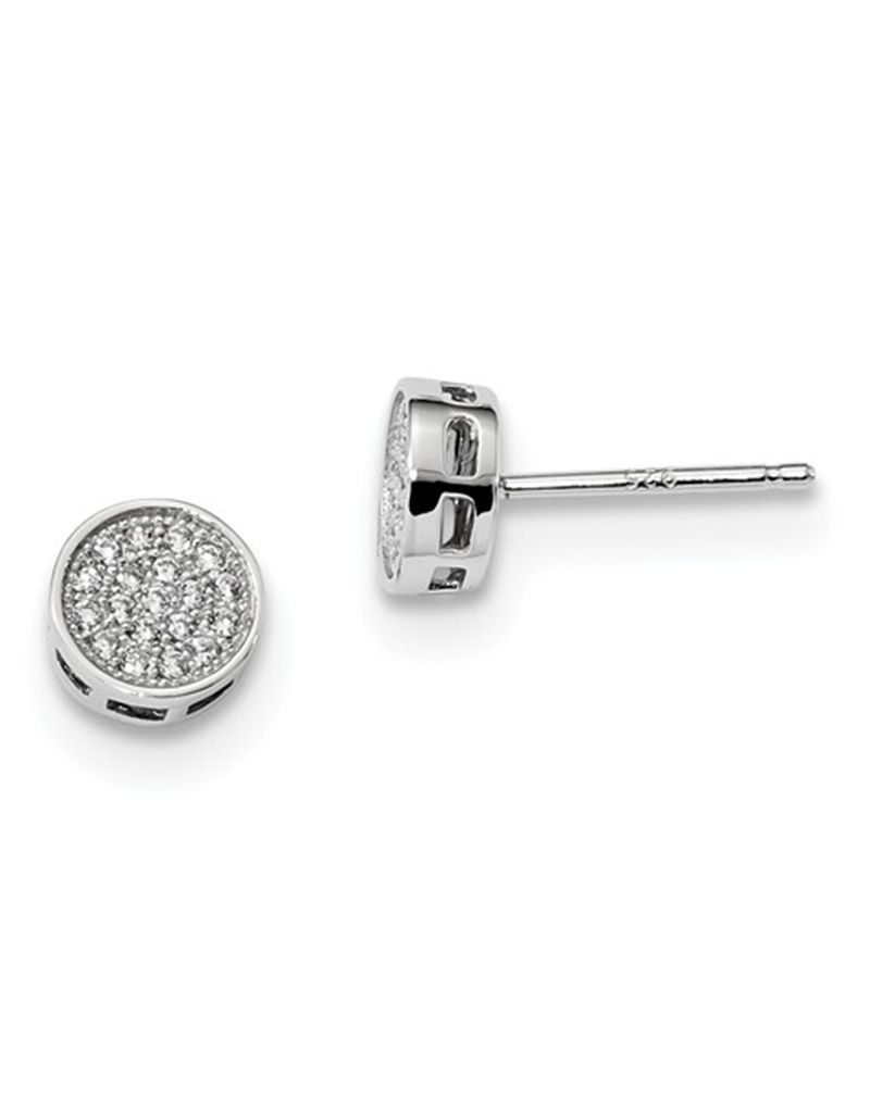 Round Pave CZ Stud Earrings 7mm