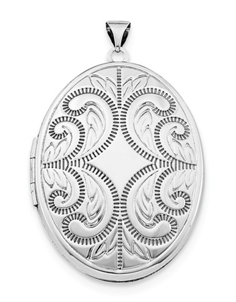 Oval Engraved Locket Pendant 36mm