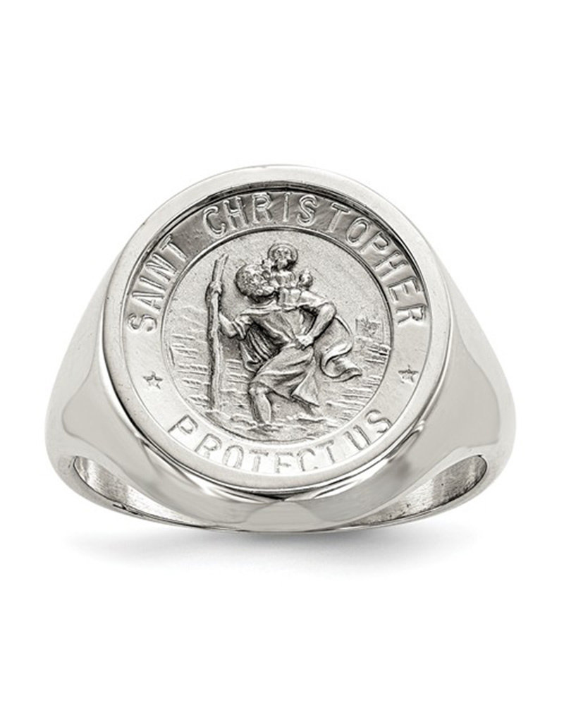 Men's Sterling Silver St. Christopher Ring Size 9