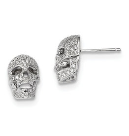 Skull CZ Post Earrings 14mm