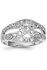 Sterling Silver Crossover Cubic Zirconia Ring
