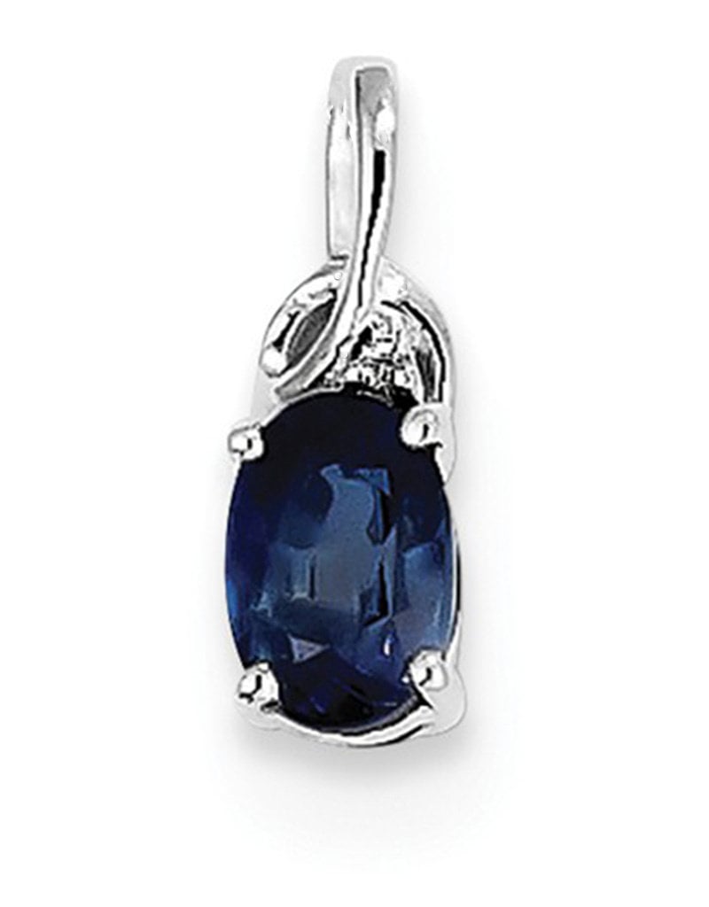 Sterling Silver Sapphire and Diamond Necklace (Includes Chain)