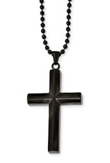 Men's Black Stainless Steel Cross Necklace 24"