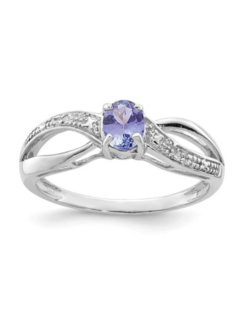 Oval Tanzanite & Diamond Ring 7