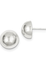 Sterling Silver 1/2 Bead Stud Earrings 12mm