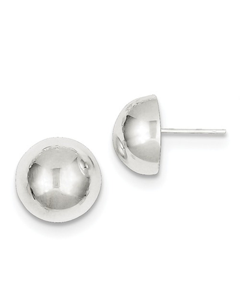 Sterling Silver 1/2 Bead Stud Earrings 12mm