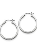 Sterling Silver 2mm Wide Square Tube Hoop Earrings 25mm Diameter