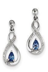 Sterling Silver Infinity Teardrop Tanzanite and Diamond Post Earrings 20mm