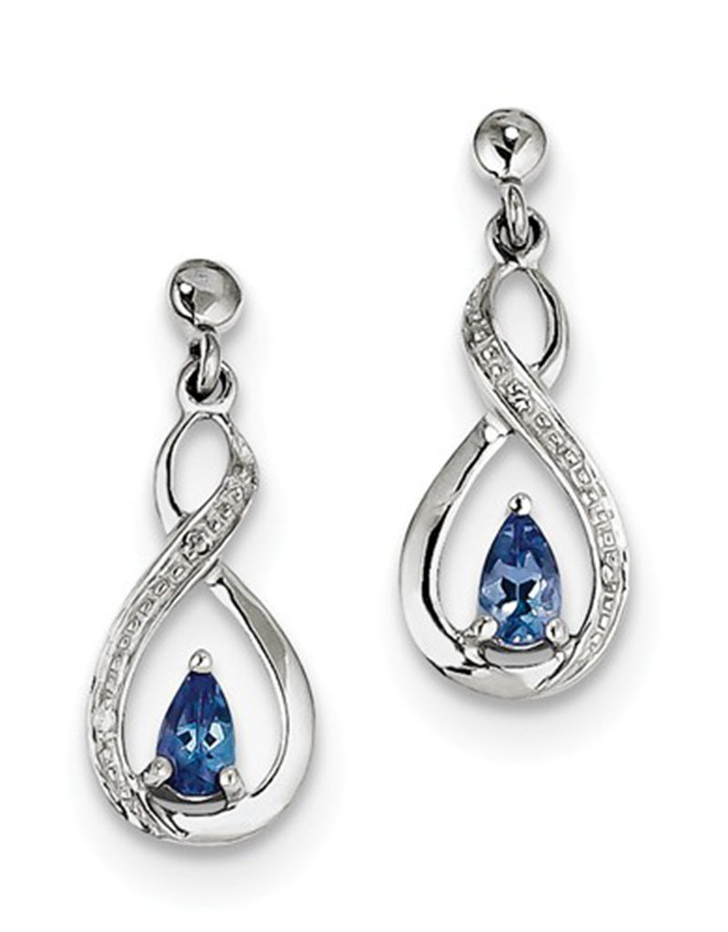 Sterling Silver Infinity Teardrop Tanzanite and Diamond Post Earrings 20mm