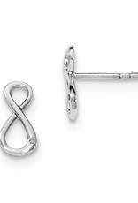 Sterling Silver Infinity Diamond Stud Earrings 12mm