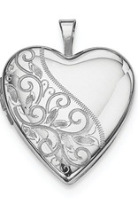 Sterling Silver Heart Scroll Locket Pendant 21mm