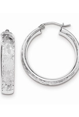 Sterling Silver 5.5mm Wide Diamond Cut Hoop Earrings 30mm Diameter