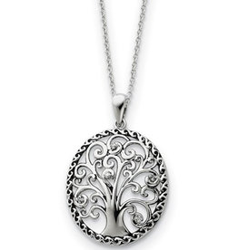 CZ Antiqued Tree of Life Necklace