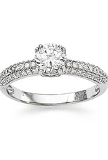 Sterling Silver Round Cubic Zirconia Engagement Ring