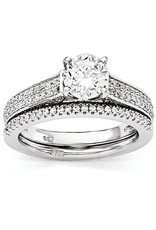 Sterling Silver Wedding Set Pave Cubic Zirconia Ring