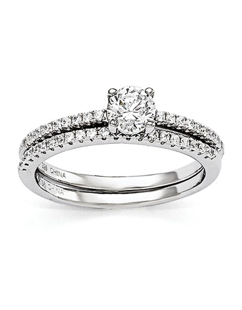 Sterling Silver Wedding Set Cubic Zirconia Ring