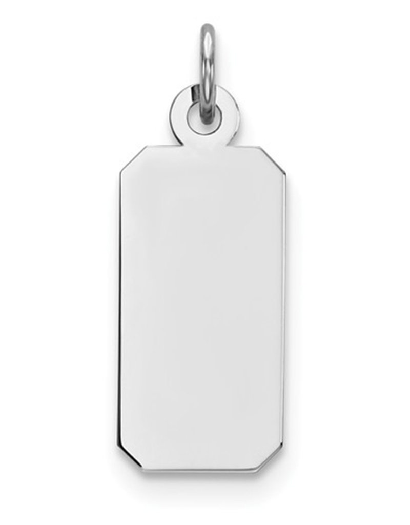 Sterling Silver Rectangle ID Tag Pendant 18mm