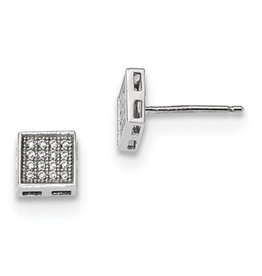 Square Pave CZ Stud Earrings 6mm