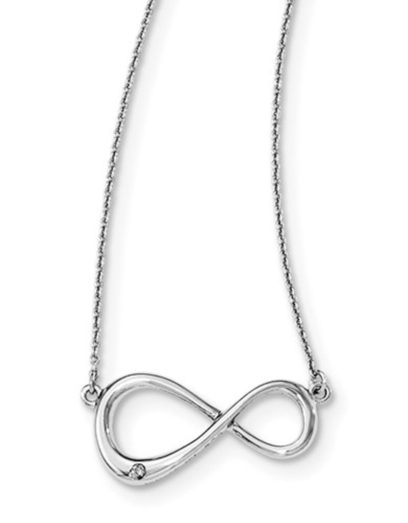Sterling Silver Infinity Diamond Necklace 16"